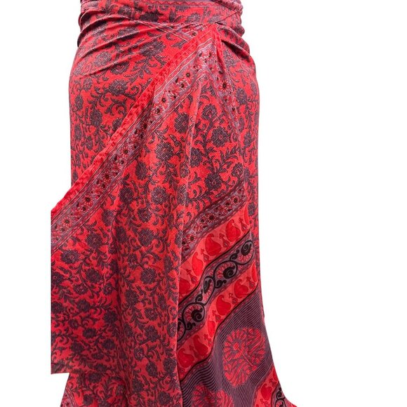 Red & Purple Printed Wrap Skirt - Picture 2 of 5